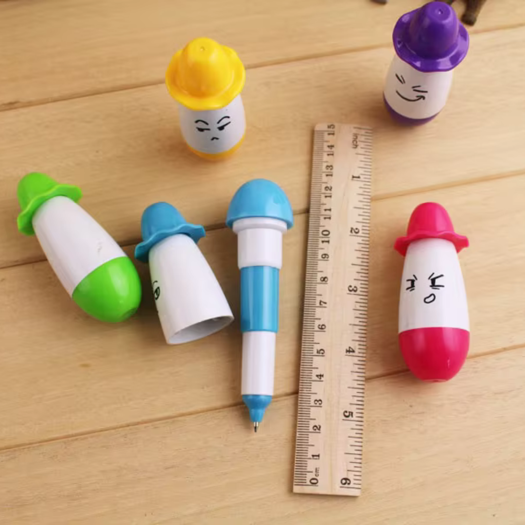Cartoon Face Foldable Fountain Pen With Smiling Face Cute Cartoon Emoji Pen Refillable Ink Pen - Ghosia Mall's