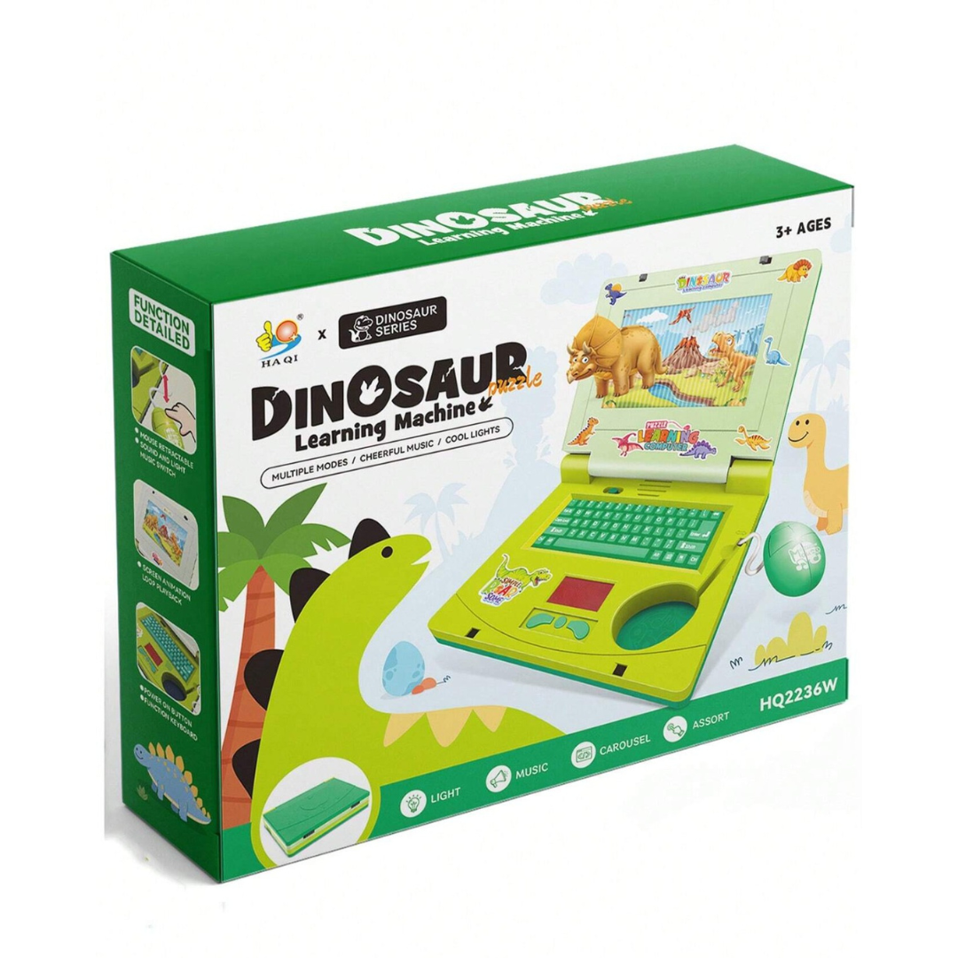 Dinosaur Musical Toy Laptop For Kids With Cheerful Music, Sounds & Lights ( Free Dinosaur Stickers ) - Ghosia Mall's