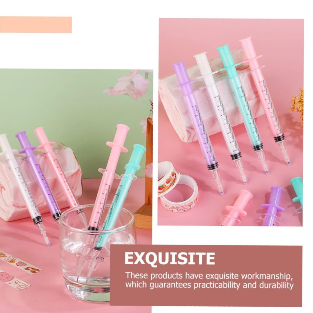 Colorful Unique Style Fountain Pens For Stationery Lovers Syringe Style Pen With Colorful Body Smooth Ink Flow Fountain Pen With Cartridge - Ghosia Mall's