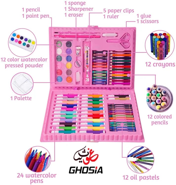 Drawing Art Kits 86 Pcs Arts & Crafting Kit Oil Pastels, Crayons, Colored Pencils, Paint Brush, Watercolor Portable Art Supplies - Ghosia Mall's
