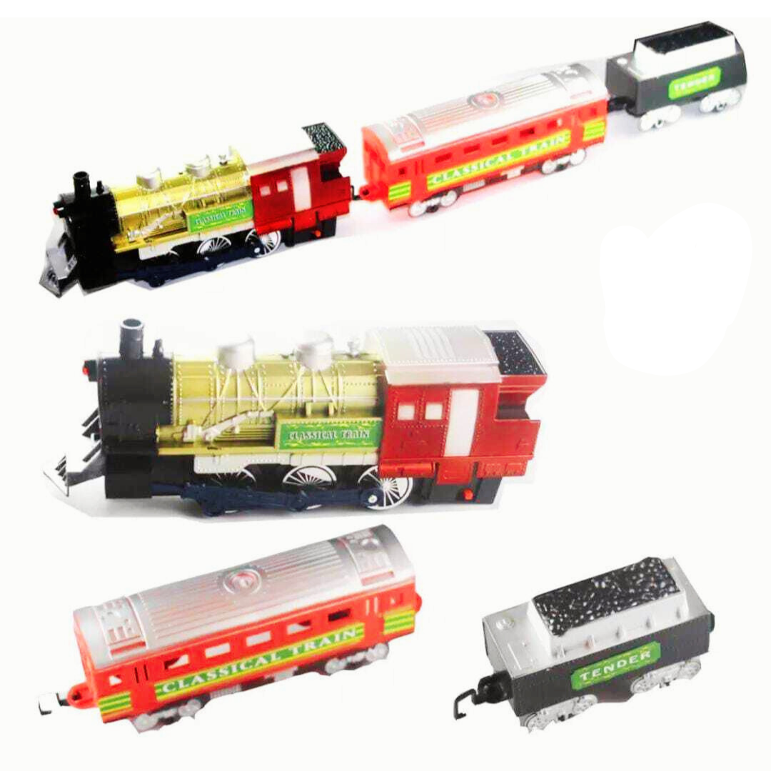 Classic Train Set With Smoke Effect & Head Light | Railway Train Toy Set For Kids - Ghosia Mall's