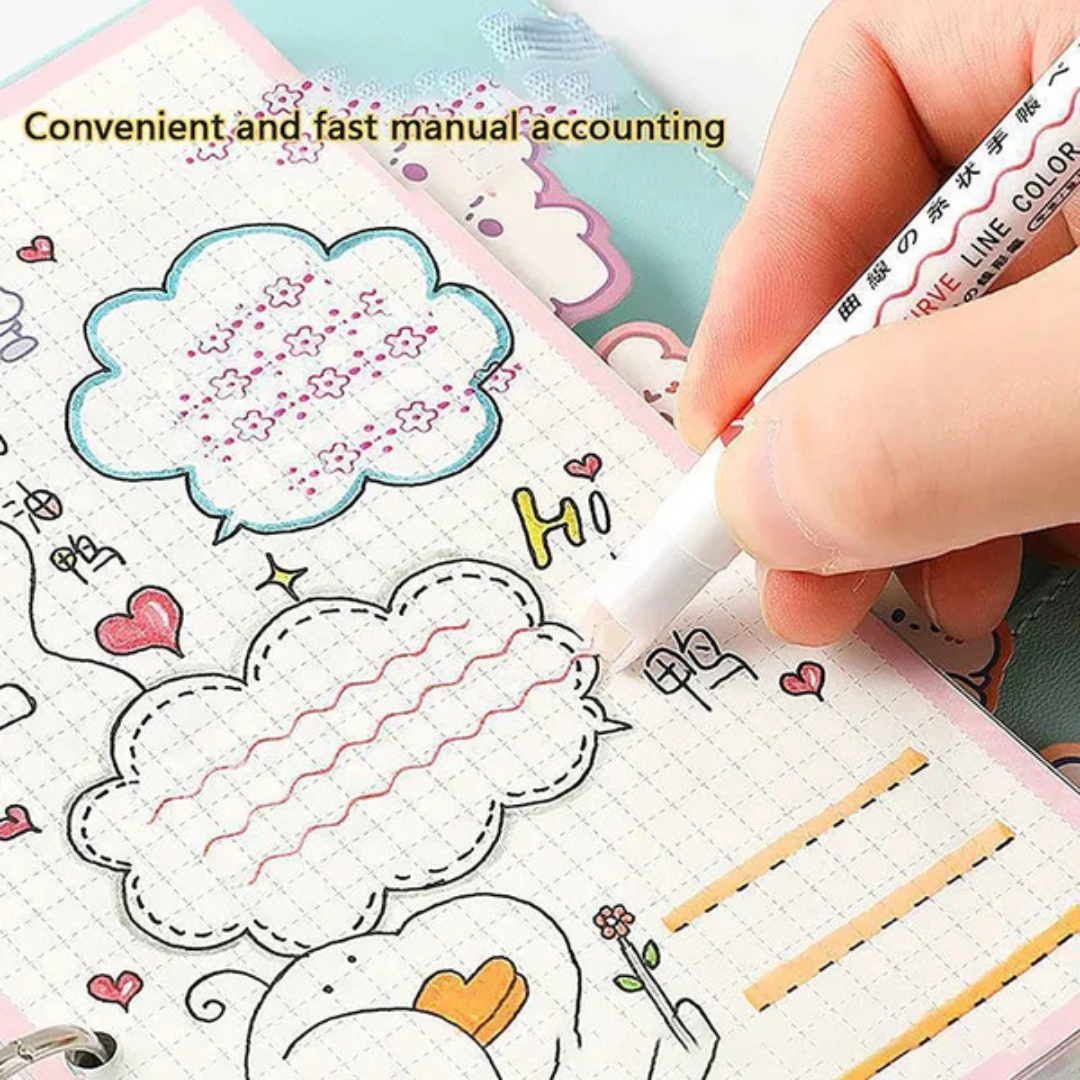 6-Piece Colorful Curved Highlighter Set with Fun Drawing Patterns - Perfect for Crafts, Journaling & Scrapbooking - Ghosia Mall's