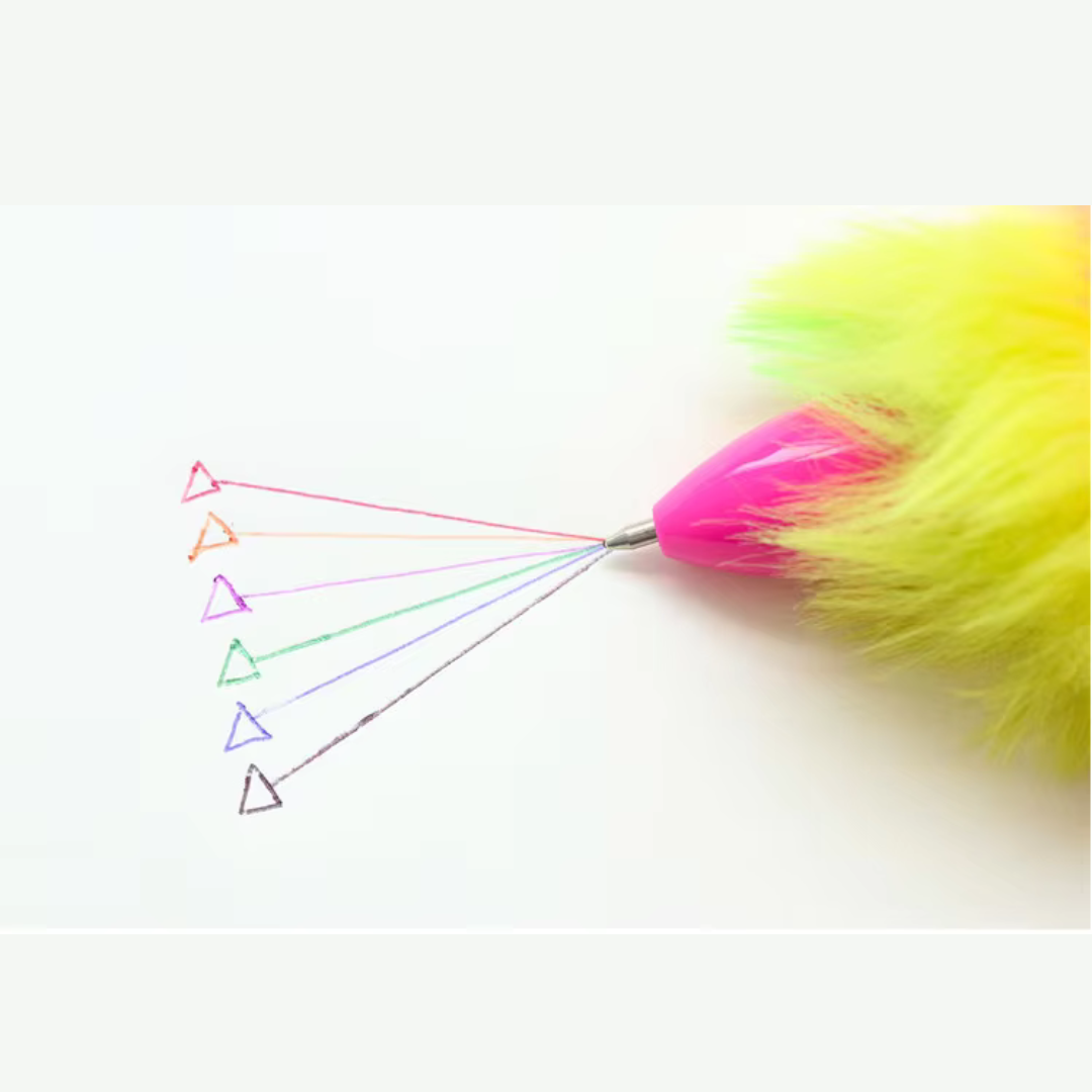 Bold Colors Rainbow Fur Pen Multi Color 6-in-1 Pen Fuzzy Pom Pom Pens Colorful Kawaii Stationery - Ghosia Mall's