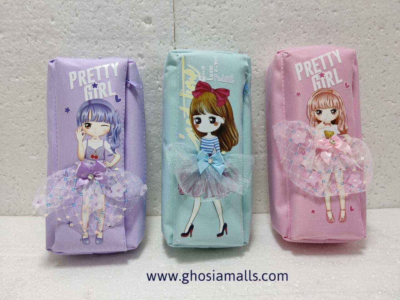 Beautiful Geometry Pouch For Girls Pretty Stationery Pouches Wide Capacity Double Compartments - Ghosia Mall's