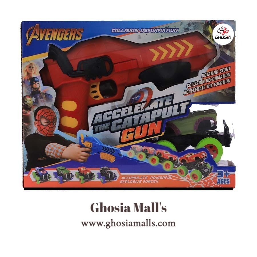 Manual Catapult Gun with Toy Deformation Car | Ejecting Action & Collision Car Shooter Gun Fun Toy - Ghosia Mall's