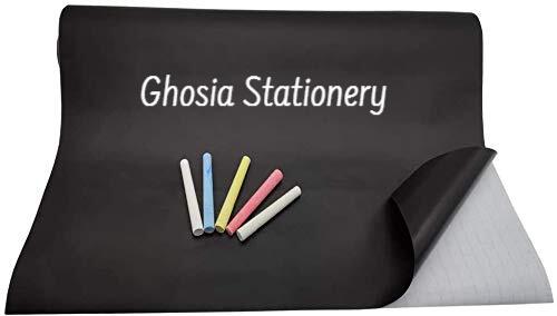 Chalkboard/Blackboard Adhesive Wall Sticker ( 36 inch x 15 inch ) With 5 Multicolor Chalks - Ghosia Mall's