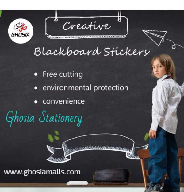 Chalkboard/Blackboard Adhesive Wall Sticker ( 36 inch x 15 inch ) With 5 Multicolor Chalks - Ghosia Mall's
