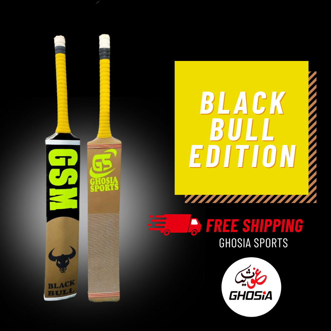 Black Bull Edition Cricket Bat_Ghosia Sports High Quality Wooden Tape Ball Bat With Cover - Ghosia Mall's
