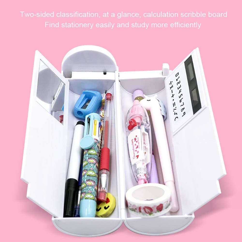 Creative Cartoon High Capacity Bottle Shape Pencil Case With Whiteboard, Markers & Cute Accessories Solar Calculator Magnetic Lock For Kids & Adults