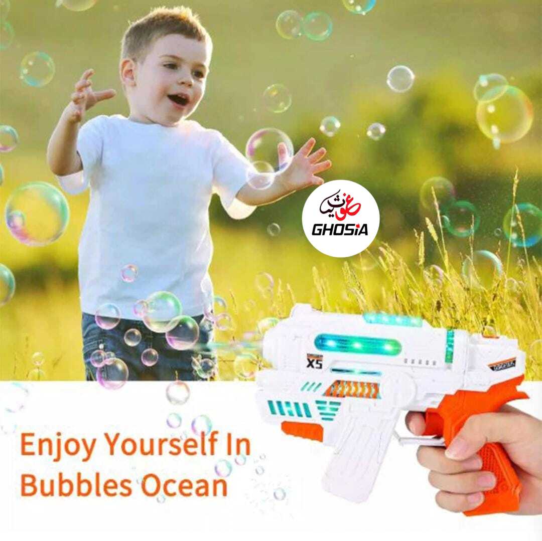 Automatic Water Bubble Gun With Music and Colorful Dazzling Lights Summer Gift For Kids Bubble Shooter Gun - Ghosia Mall's