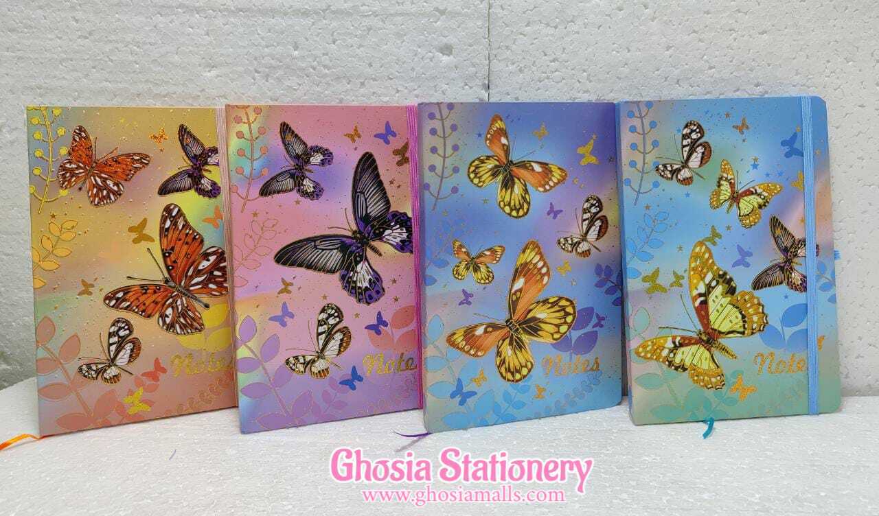 Colorful Butterfly Glitter Cover Diary For Girls Glitter Cover Travel Journal A5 Lined Paper Diary - Ghosia Mall's