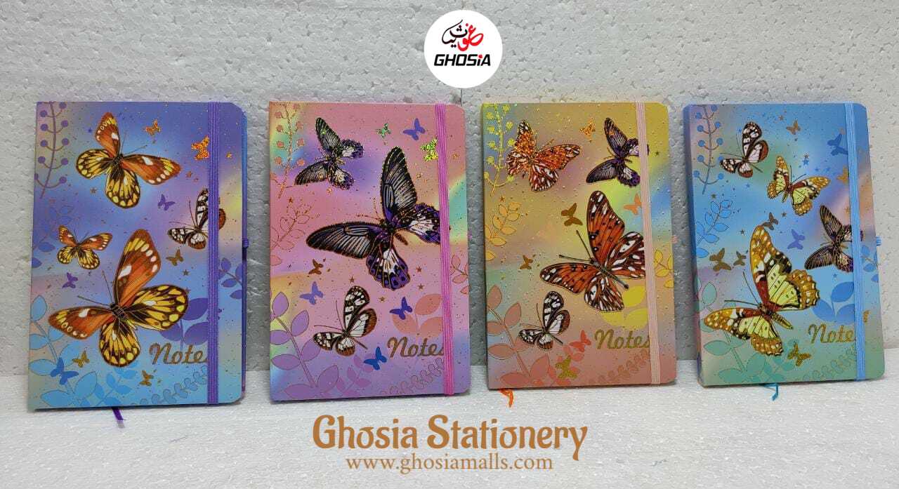 Colorful Butterfly Glitter Cover Diary For Girls Glitter Cover Travel Journal A5 Lined Paper Diary - Ghosia Mall's