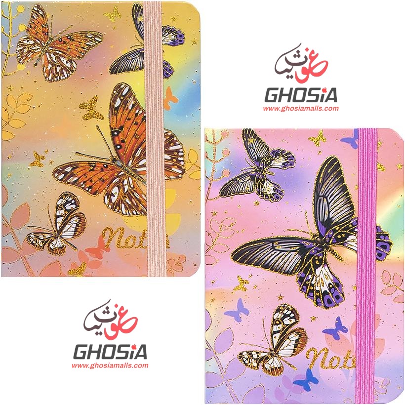 Colorful Butterfly Glitter Cover Diary For Girls Glitter Cover Travel Journal A5 Lined Paper Diary - Ghosia Mall's