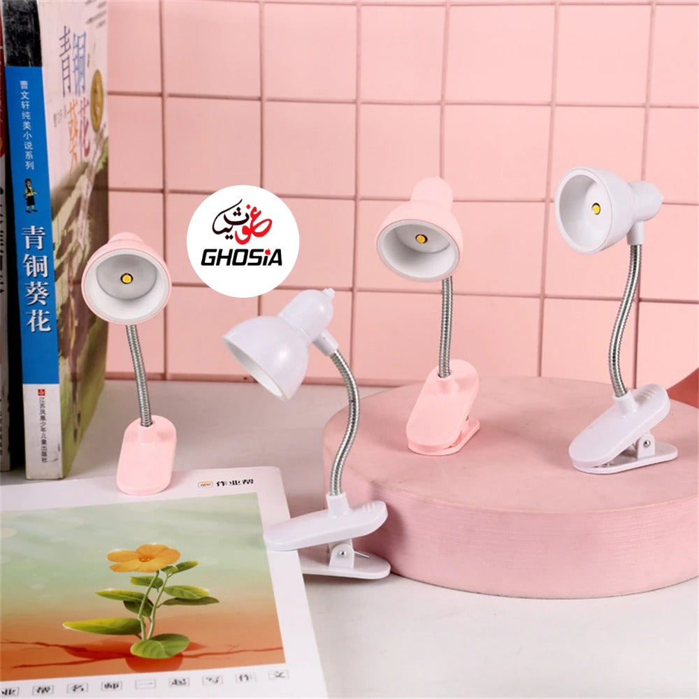 Adjustable Portable Mini Clip Base Small Book Lamp / Battery powered LED Energy Saving Table Light / Home Bedroom student Eye Protection Reading Desk Lamp - Ghosia Mall's
