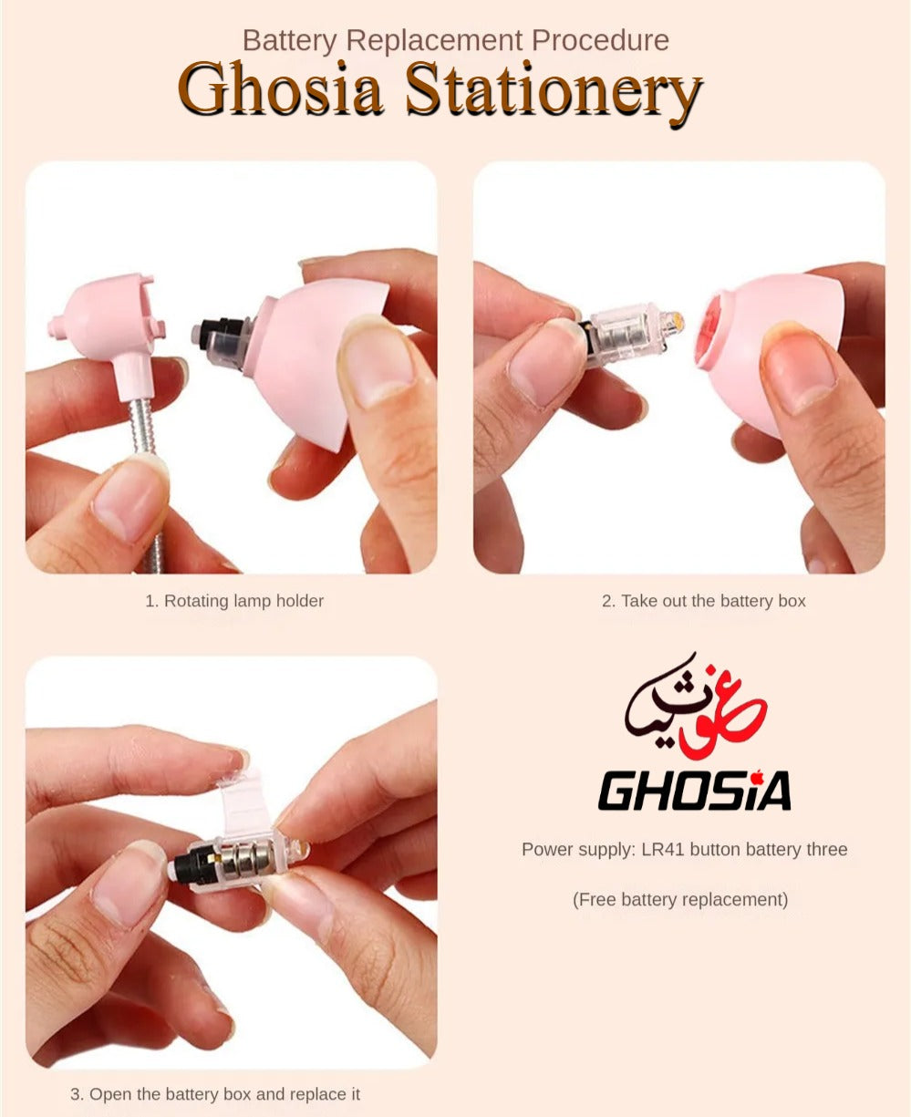Adjustable Portable Mini Clip Base Small Book Lamp / Battery powered LED Energy Saving Table Light / Home Bedroom student Eye Protection Reading Desk Lamp - Ghosia Mall's
