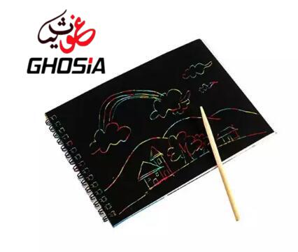 Colorful Scratch Paper Drawing Pad With Wooden Pen For Kids Students ideal Gift Small Size - Ghosia Mall's