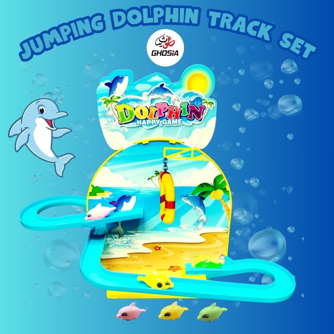 Playful Jumping Dolphin Playset Magnetic Fish DIY Roller Coaster Track Set with Cheerful Music & Colorful Fish Great Toy for Toddlers & Kids - Ghosia Mall's