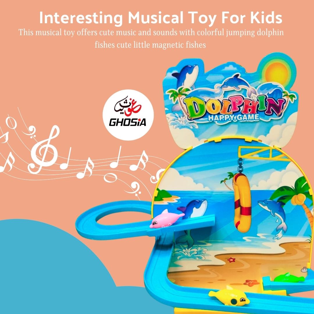 Playful Jumping Dolphin Playset Magnetic Fish DIY Roller Coaster Track Set with Cheerful Music & Colorful Fish Great Toy for Toddlers & Kids - Ghosia Mall's