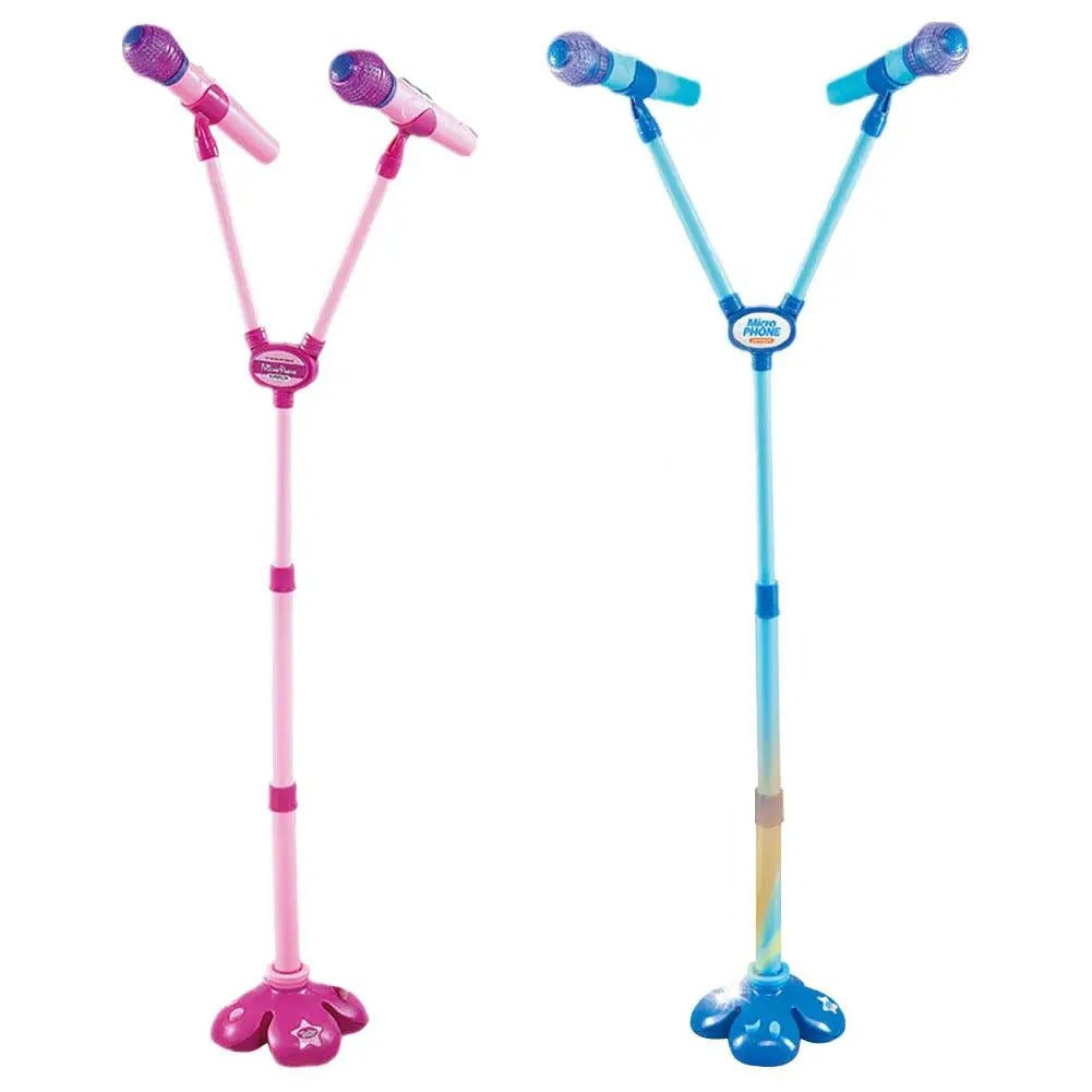 Singer Microphone & Adjustable Stand with Mobile Phone Connect option Double Microphones Set for Kids - Ghosia Mall's