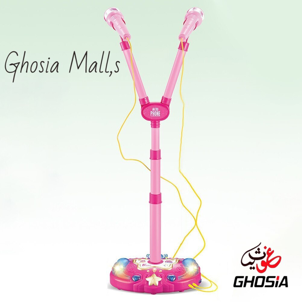 Singer Microphone & Adjustable Stand with Mobile Phone Connect option Double Microphones Set for Kids - Ghosia Mall's