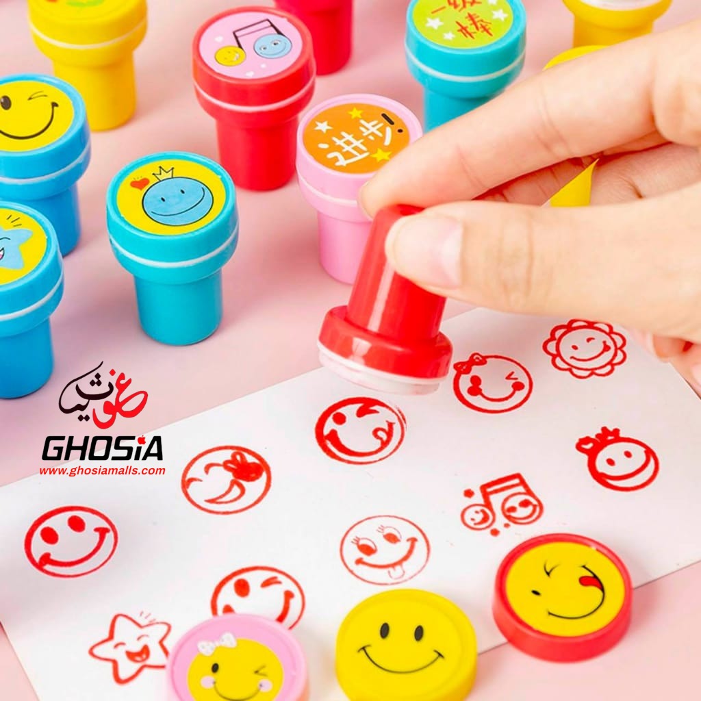 Emoji Stamp Smiley Face Self Inking Stamps for Arts and Crafts Silly Face 10 Pcs Stamp For Kids - Ghosia Mall's