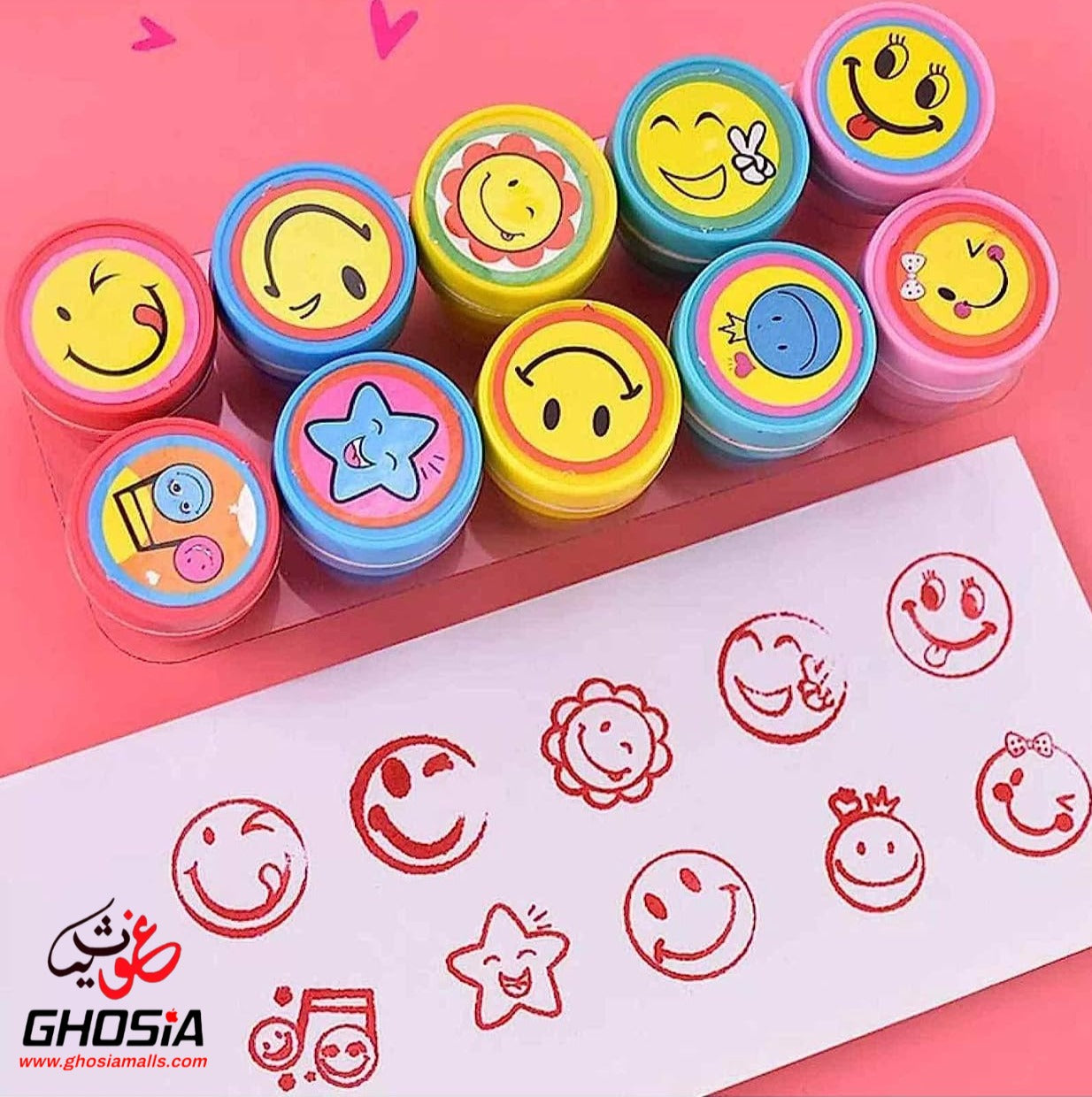Emoji Stamp Smiley Face Self Inking Stamps for Arts and Crafts Silly Face 10 Pcs Stamp For Kids - Ghosia Mall's