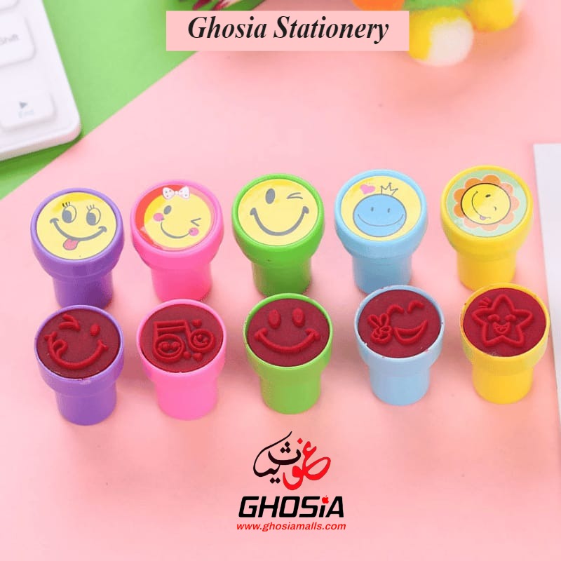 Emoji Stamp Smiley Face Self Inking Stamps for Arts and Crafts Silly Face 10 Pcs Stamp For Kids - Ghosia Mall's