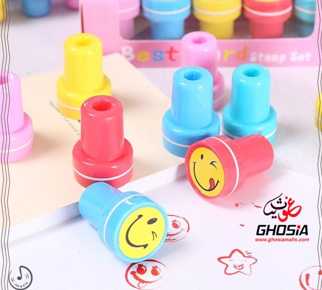 Emoji Stamp Smiley Face Self Inking Stamps for Arts and Crafts Silly Face 10 Pcs Stamp For Kids - Ghosia Mall's