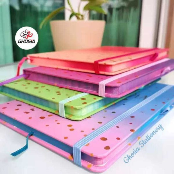 Notes & Ideas Colorful Gold Foil Details Hard Cover Travel Journal Big Size Notebook - Ghosia Mall's