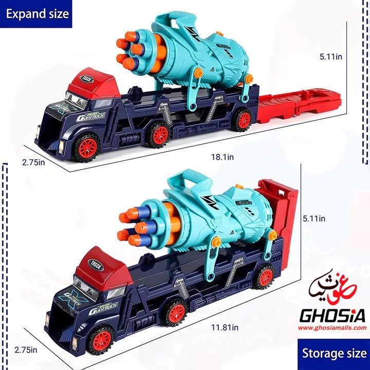 Action Toy Truck Gatlin Toy Gun 2 in 1 Truck Children's Action Toys With Soft Foam Dart Shooting Game Car Ejection Great Action Truck For Kids - Ghosia Mall's