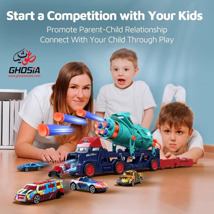 Action Toy Truck Gatlin Toy Gun 2 in 1 Truck Children's Action Toys With Soft Foam Dart Shooting Game Car Ejection Great Action Truck For Kids - Ghosia Mall's