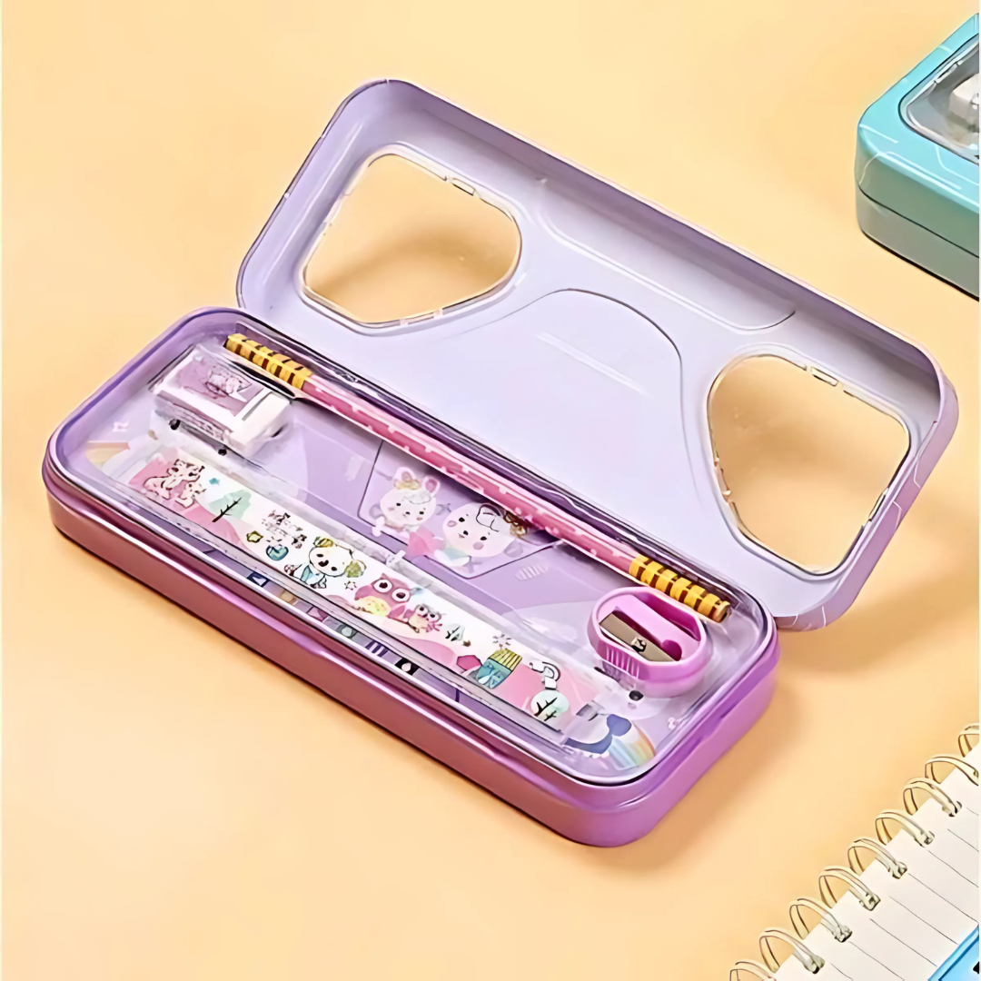Kids Metallic Geometry Box With Stationery Gift For Boys & Girls