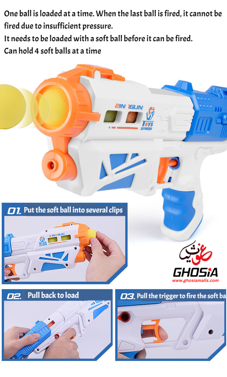 Toy Gun 2 in 1 Magic Blaster Ball Shooter Gun and Water Shooting Toys for Kids With Target Pins Action Toys For Kids - Ghosia Mall's