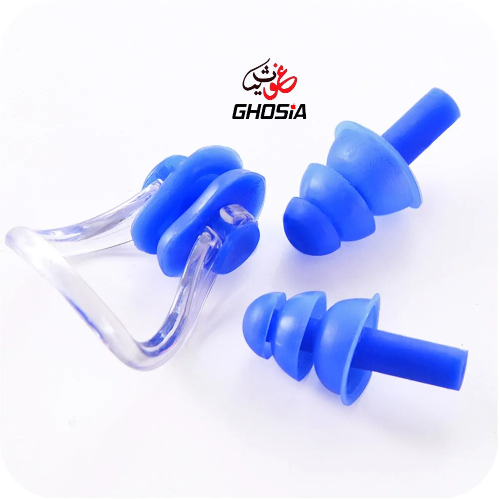 Ear Plugs and Nose Clips Silicone Waterproof Dust-Proof Earplugs Water Sports Diving Swimming Training Pool Accessories - Ghosia Mall's