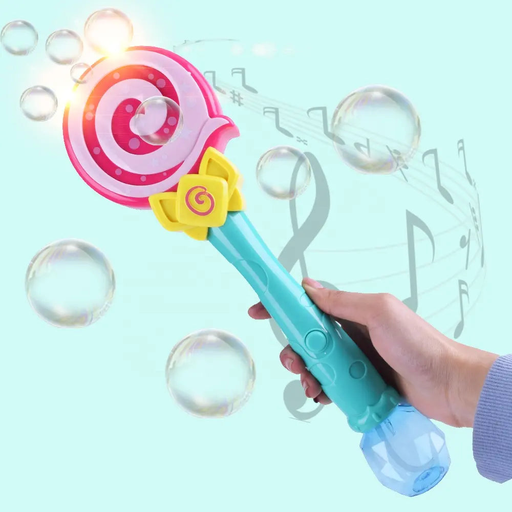 Musical Bubble Wand Flashing Lollipop Bubble Water Wand Plastic Electric Music Light Up Bubble Machine Toy Bubble sticks - Ghosia Mall's