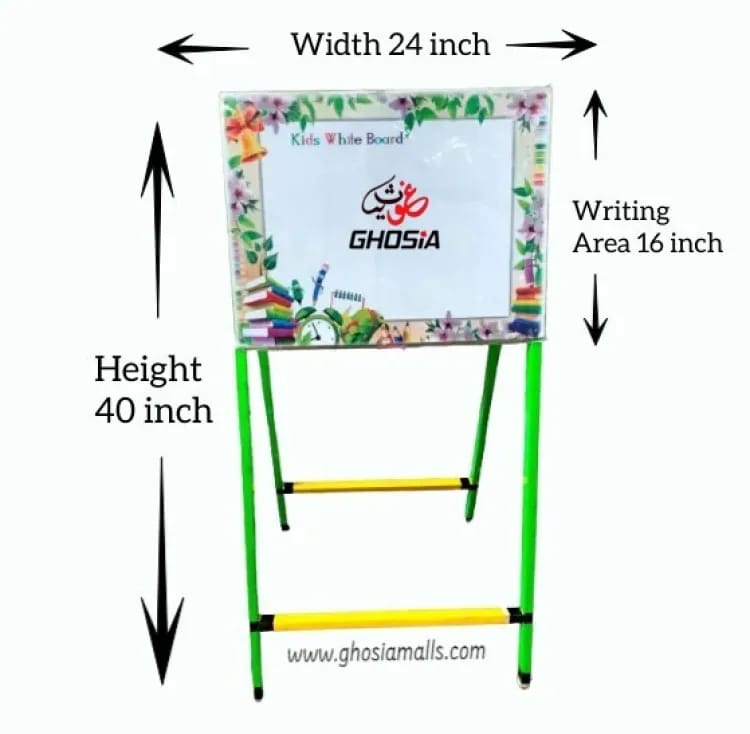 Large Size Learning Easel 2 in one Blackboards & Whiteboards - (40 x 24) inch with Free Chalk, Duster & Marker - Ghosia Mall's
