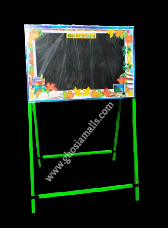 2 Sided Foldable Education White & Black Board for Kids Size (35 x 20) inch with Free Chalk, Duster & Marker - Ghosia Mall's