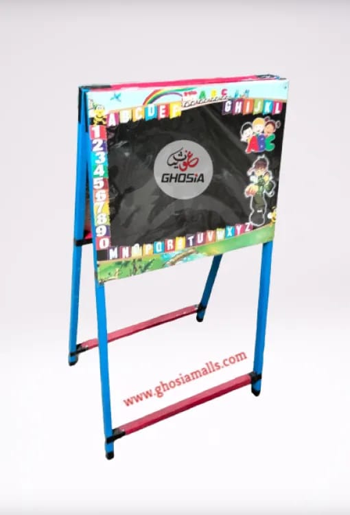 2 Sided Foldable Education White & Black Board for Kids Size (35 x 20) inch with Free Chalk, Duster & Marker - Ghosia Mall's