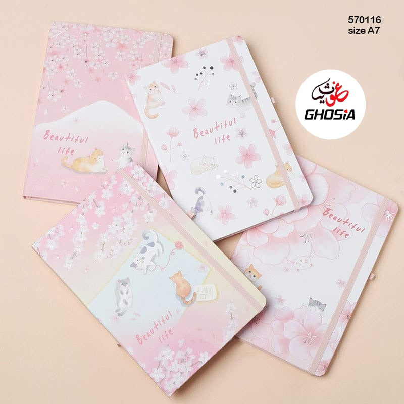 Kitty Theme Soft Colorful Cover Diary Hardcover Notebook Stationery Diary A7 Mini Pocketbook School - Ghosia Mall's