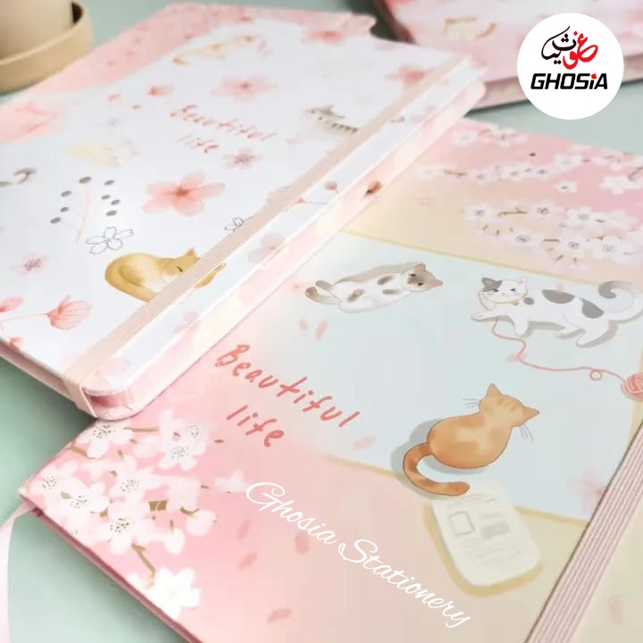 Kitty Theme Soft Colorful Cover Diary Hardcover Notebook Stationery Diary A7 Mini Pocketbook School - Ghosia Mall's
