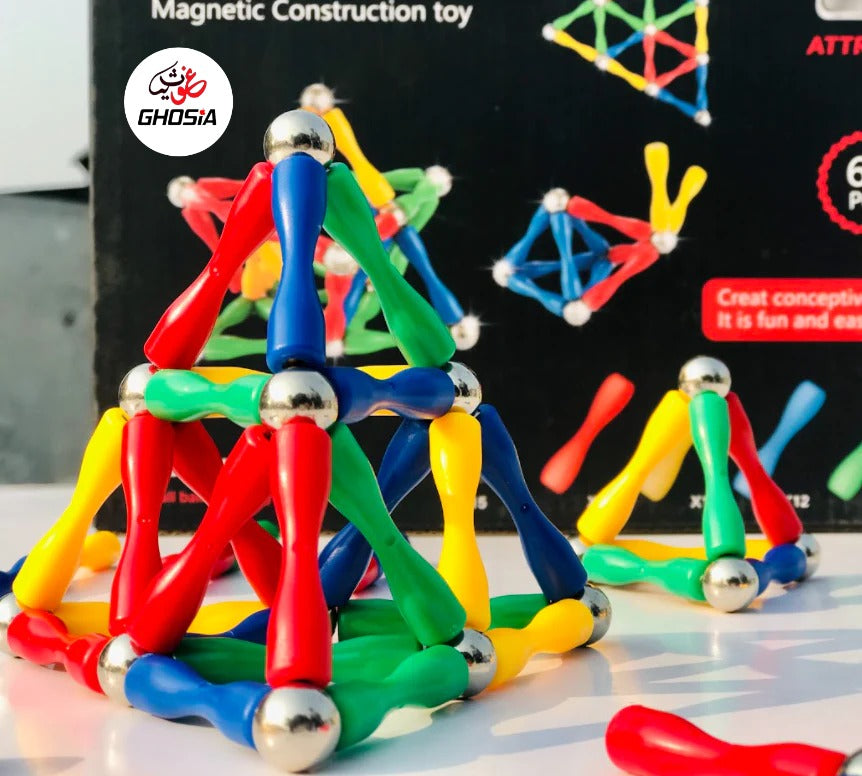 Magnetic Sticks Building Blocks Toys, 63 Pcs Magnet Construction Build Kit Education Toys 3D Puzzle - Ghosia Mall's