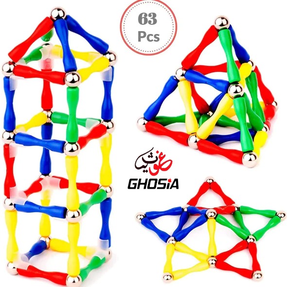 Magnetic Sticks Building Blocks Toys, 63 Pcs Magnet Construction Build Kit Education Toys 3D Puzzle - Ghosia Mall's