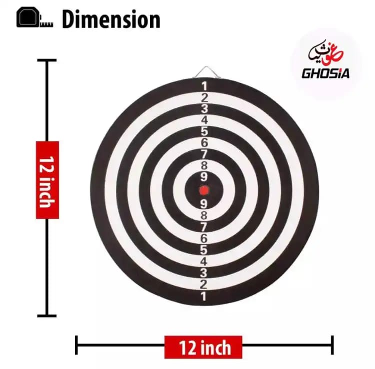 2 in 1 Double Sided Dart Board Game with 6 Darts - Size 12", 15'', 17'' inch - Ghosia Mall's
