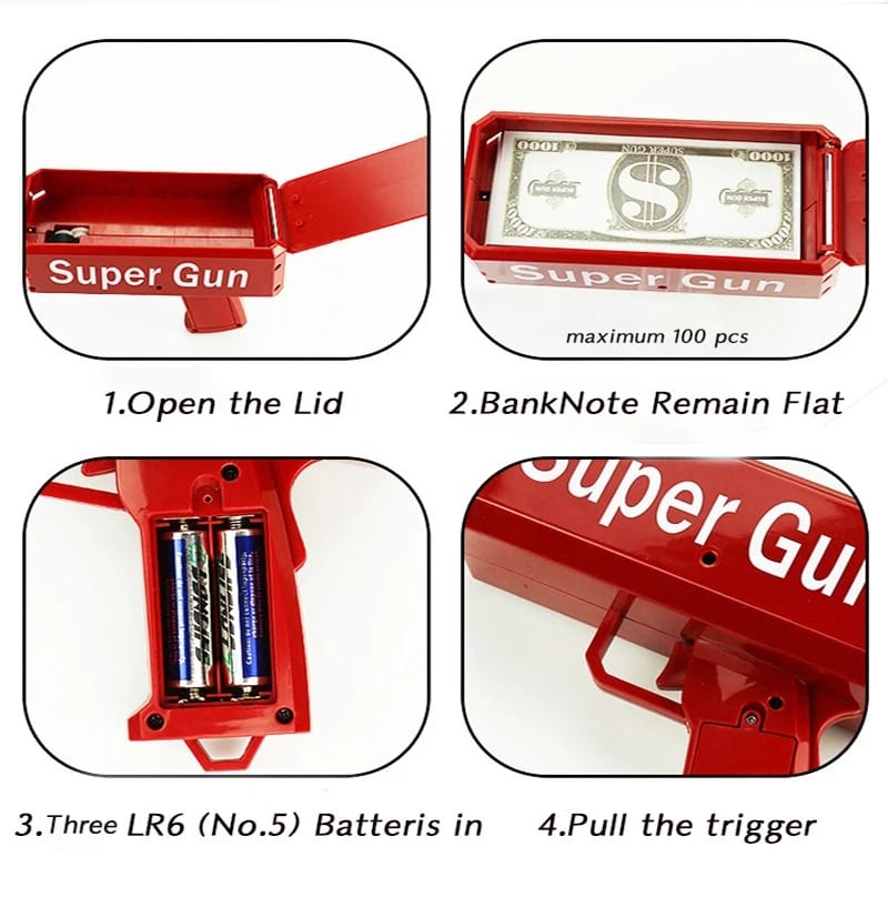 Money Gun Toy with 100 Fake Bills | Make It Rain Cash Shooter for Parties - Ghosia Mall's