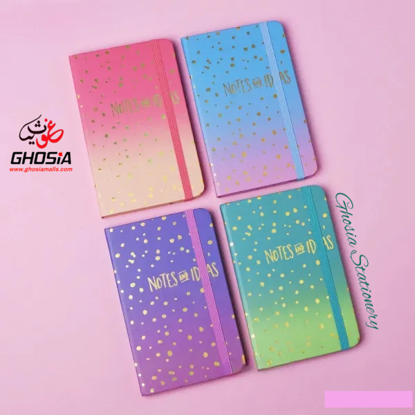 Notes & Ideas Colorful Gold Foil Details Hard Cover Travel Journal Big Size Notebook - Ghosia Mall's