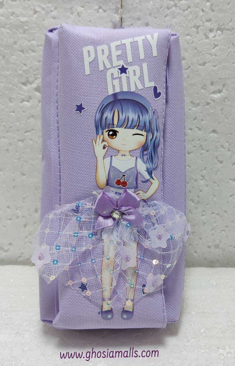 Beautiful Geometry Pouch For Girls Pretty Stationery Pouches Wide Capacity Double Compartments - Ghosia Mall's