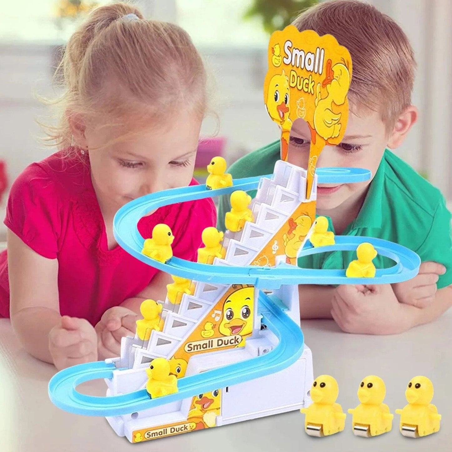 Child DIY Small Electronic Duck Climbing Stairs Musical Light Slide Track - Ghosia Mall's