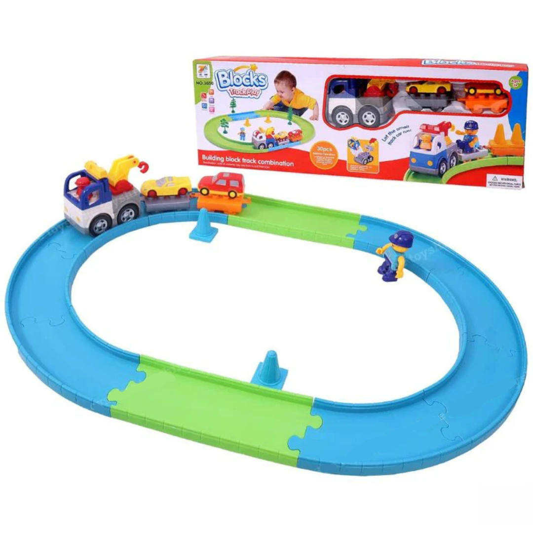 Blocks Train Track for Kids Building Block Train Playset with 30 Pcs, Battery Operated Toy Birthday Gift for Kids - Ghosia Mall's