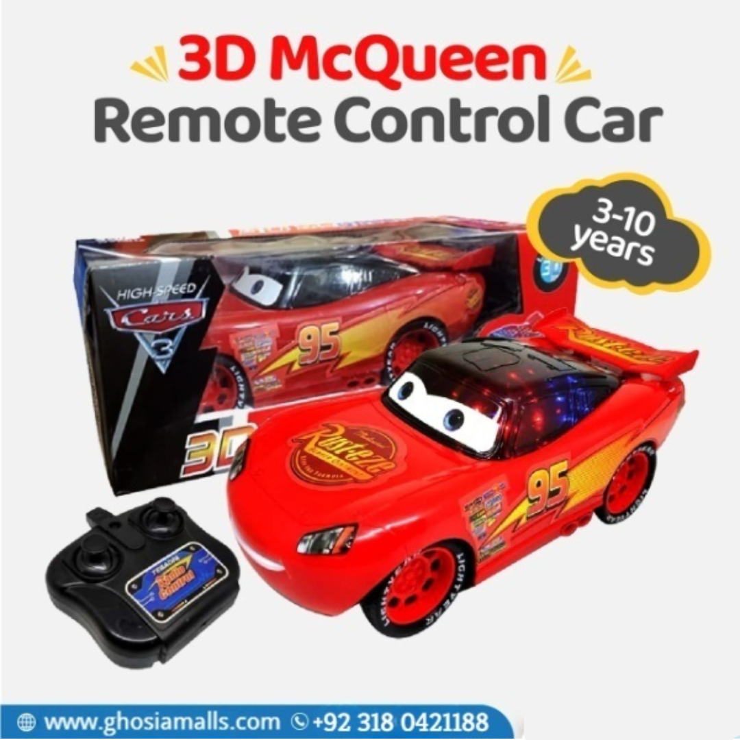 Kids Remote Control Car With Dazzling Colorful Light 3D McQueen Character Car For Kids - Ghosia Mall's