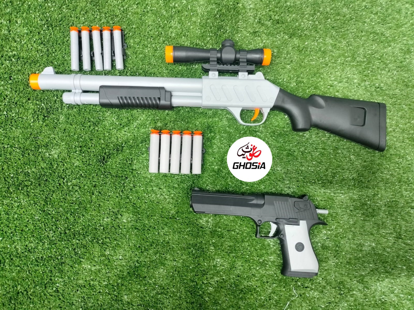 2 in 1 Soft Dart Nerf Launcher Toy Gun For Children Nerf Blaster Guns Toy With Soft Darts And Aim Board For Kids - Ghosia Mall's